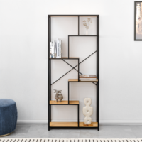 ספרייה מודרנית בשילוב מתכת ועץ דגם מילאנו