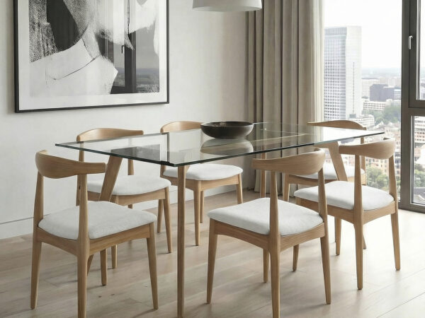 רביעיית כיסאות פינת אוכל מעץ משולב ריפוד מפנק דגם אלטו