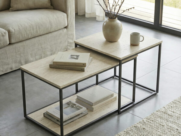 זוג שולחנות סלון יוקרתיים דגם מנילה במגוון צבעים לבחירה