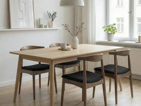 רביעיית כיסאות פינת אוכל מעץ משולב ריפוד מפנק דגם אלטו